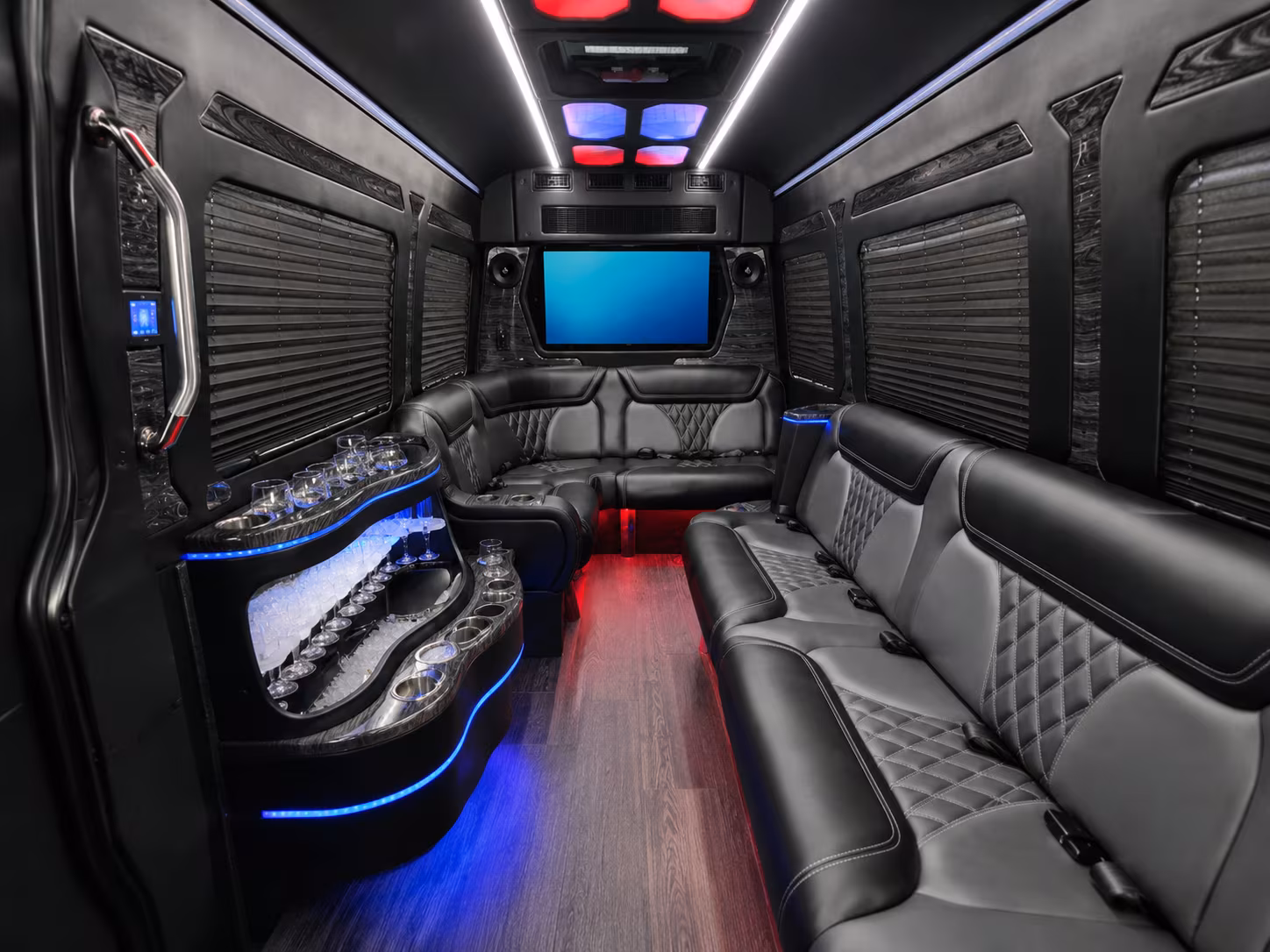 waterbury 30 passenger party bus interior
